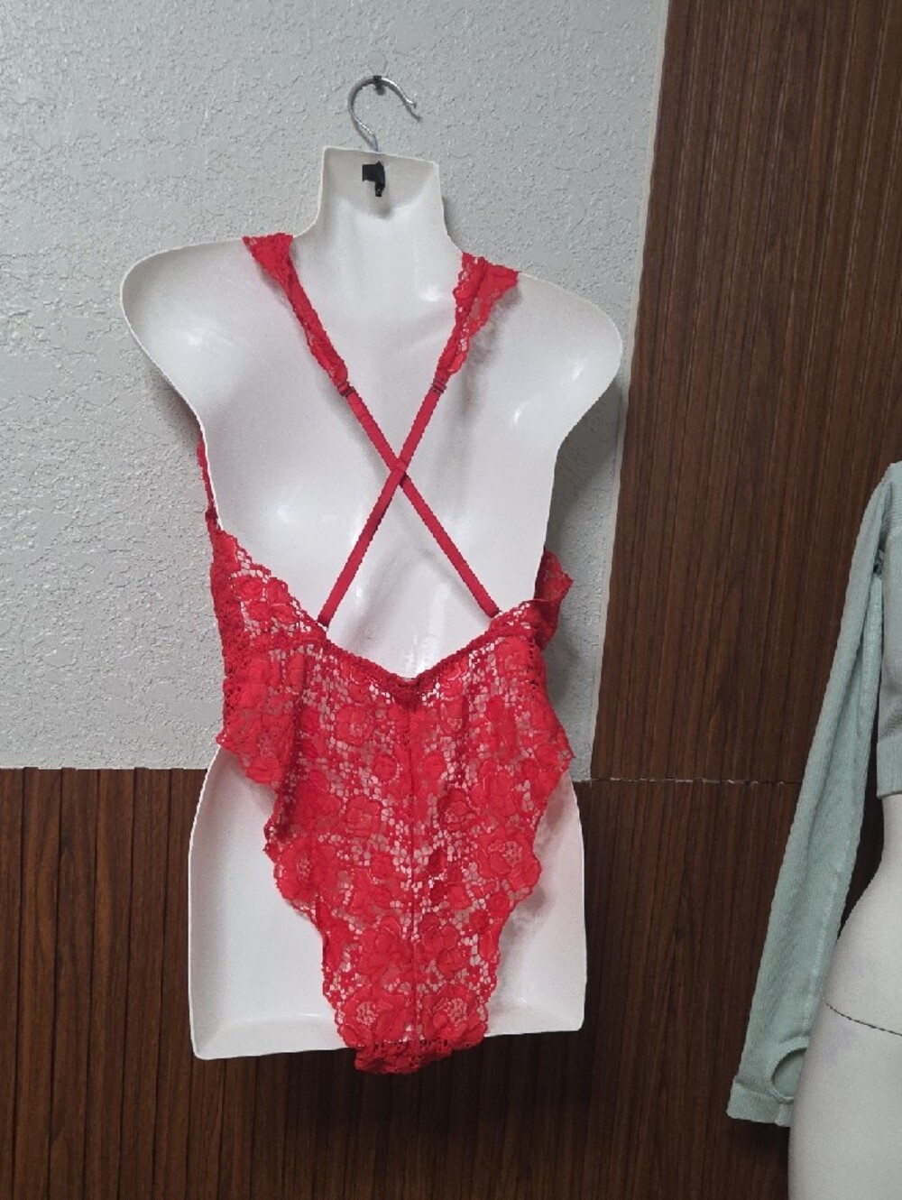 Victoria's Secret Red Lace Plunge Bodysuit Large Size - Picture 3 of 6